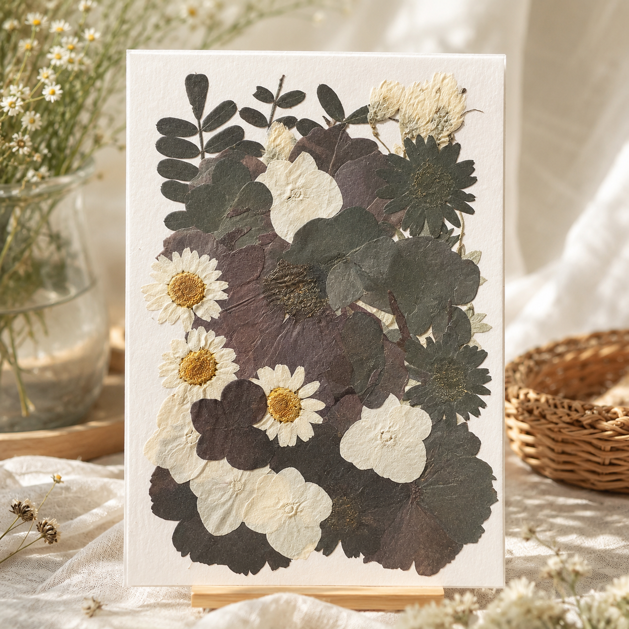 Real Black & White Pressed Flowers Pack | Natural Dried Flowers for Resin Art, Scrapbooking, Phone Cases, DIY Crafts