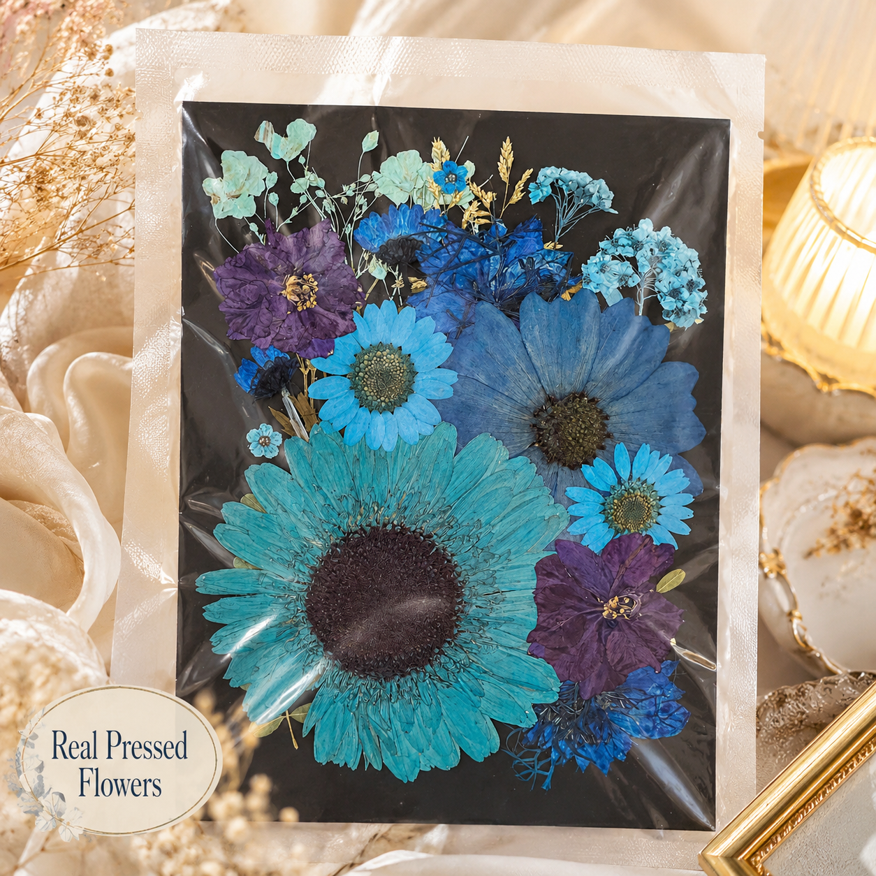 Blue Pressed Flower Pack | Real Dried Flowers for Resin Art, Scrapbooking, Candle Making, Nail Art, Phone Cases, Jewelry
