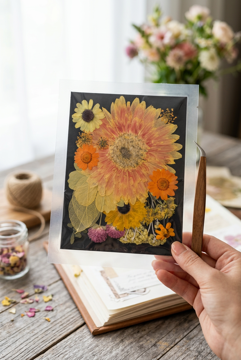 Real Pressed Orange Gerbera Daisy Flower Set | Mixed Dried Flowers for Resin Art, Scrapbooking, Candle Making, Phone Case DIY