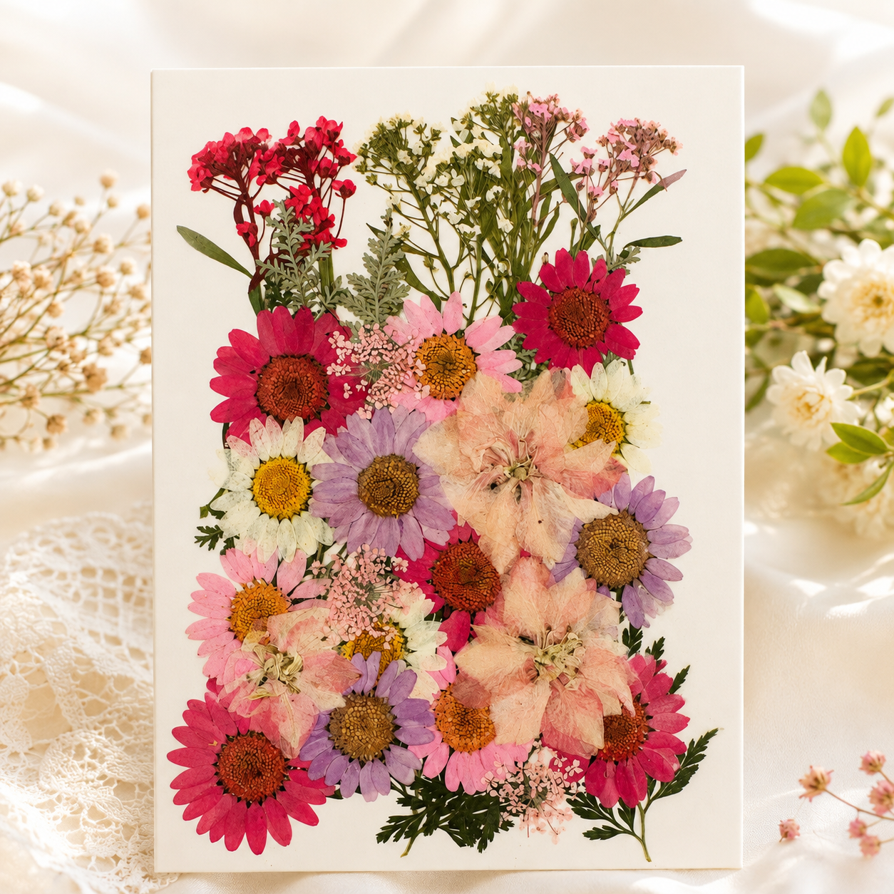 Real Pressed Flower Pack for Crafts | Pink & Purple Dried Flowers | Resin Art Supplies | Scrapbooking | Card Making | DIY Floral Decor