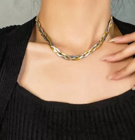 Braided Snake Chain Necklace, Rose Gold, Gold, Silver necklace, shiny and dainty necklace, Valentine's Day, Birthday gifts, accessories