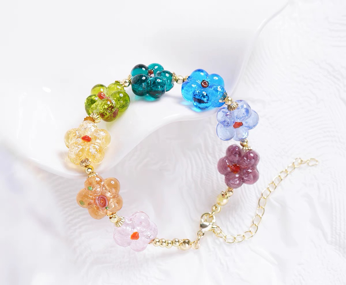 Transparent flower bracelet, colorful flower bracelet, transparent flower bracelet, Valentine's Day, Birthday gifts, accessories