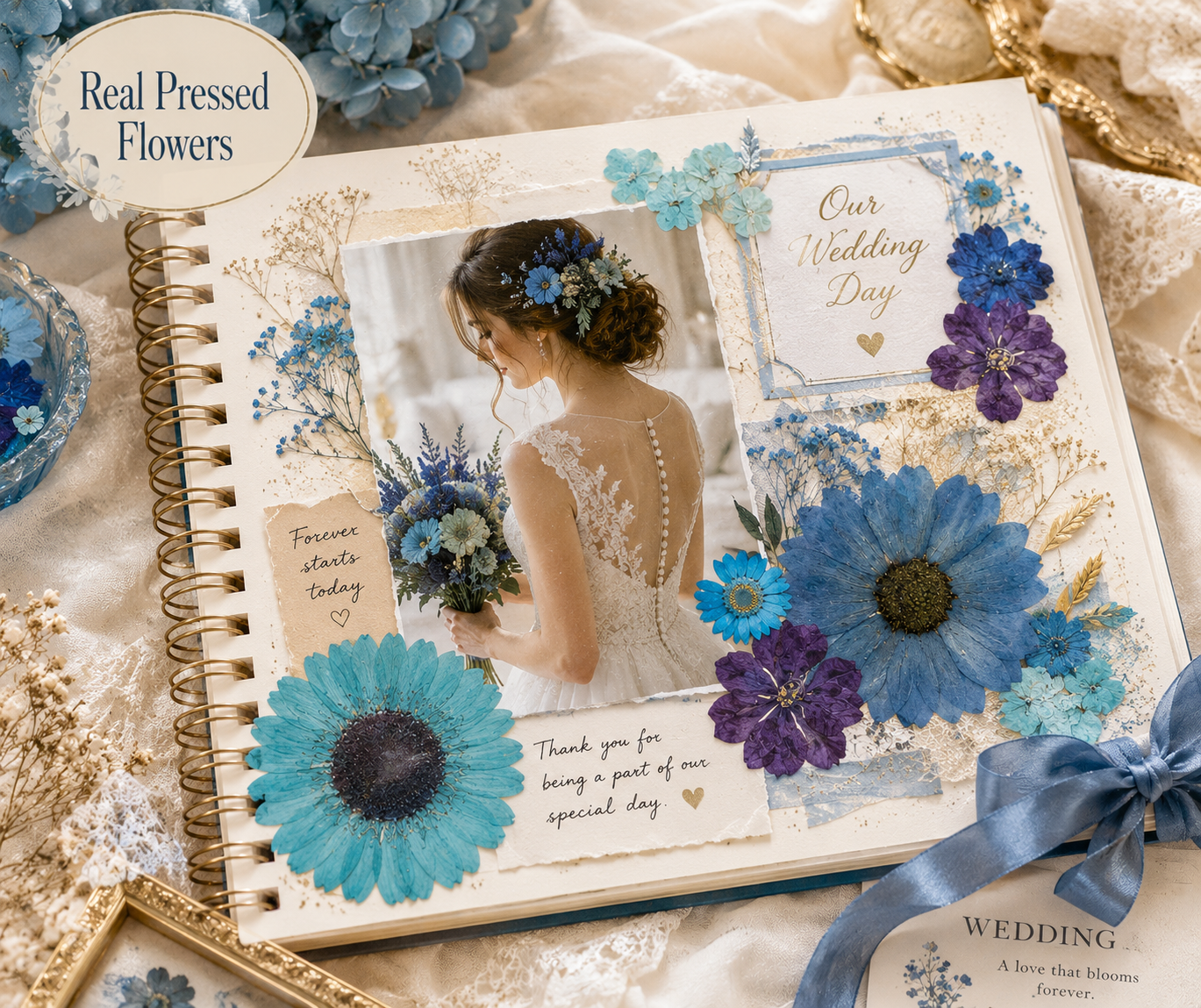 Blue Pressed Flower Pack | Real Dried Flowers for Resin Art, Scrapbooking, Candle Making, Nail Art, Phone Cases, Jewelry