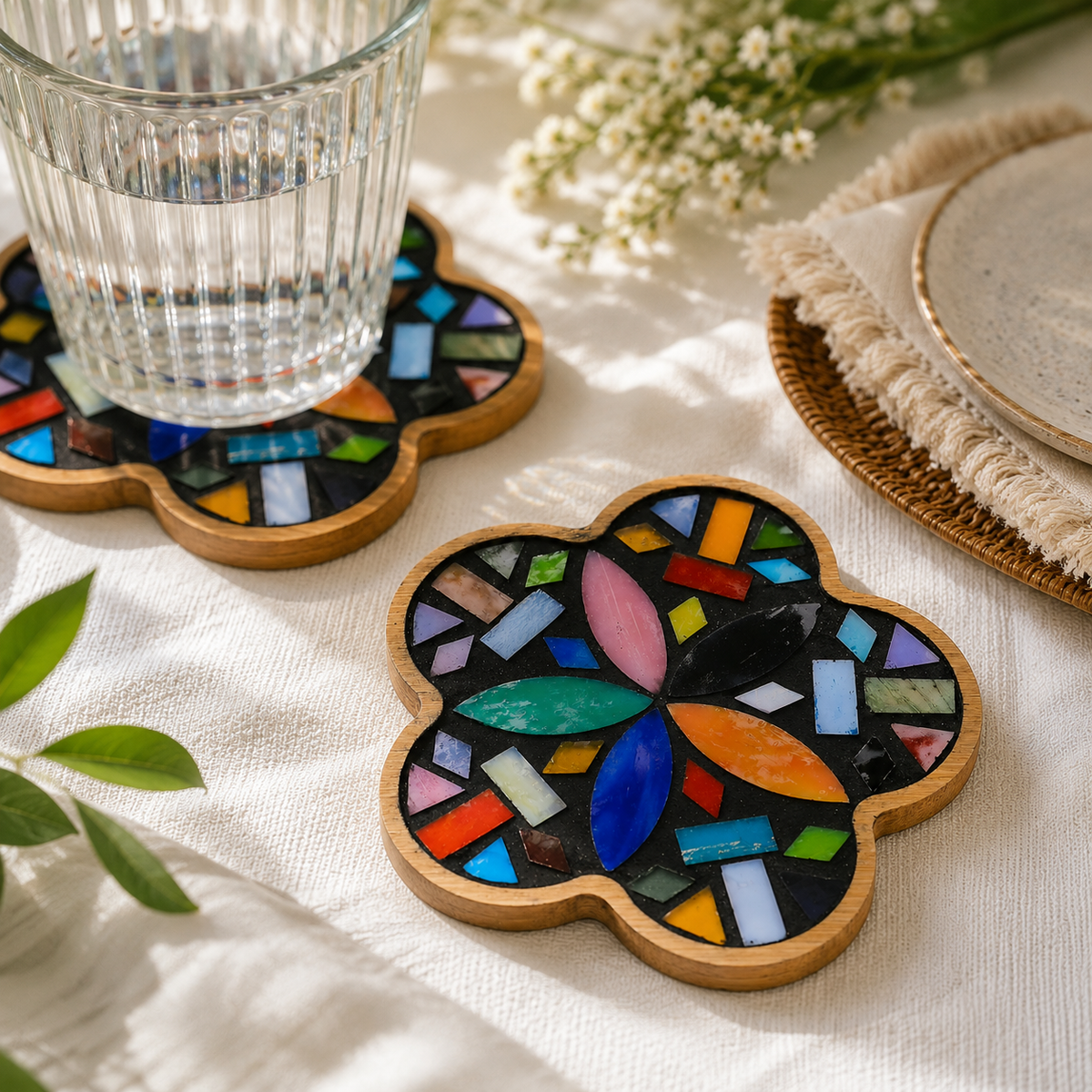 DIY Mosaic Coaster Kit, Colorful Flower Coaster Craft Kit, Make Your Own Mosaic Art, Adult Craft Kit, Creative Gift, Home Decor