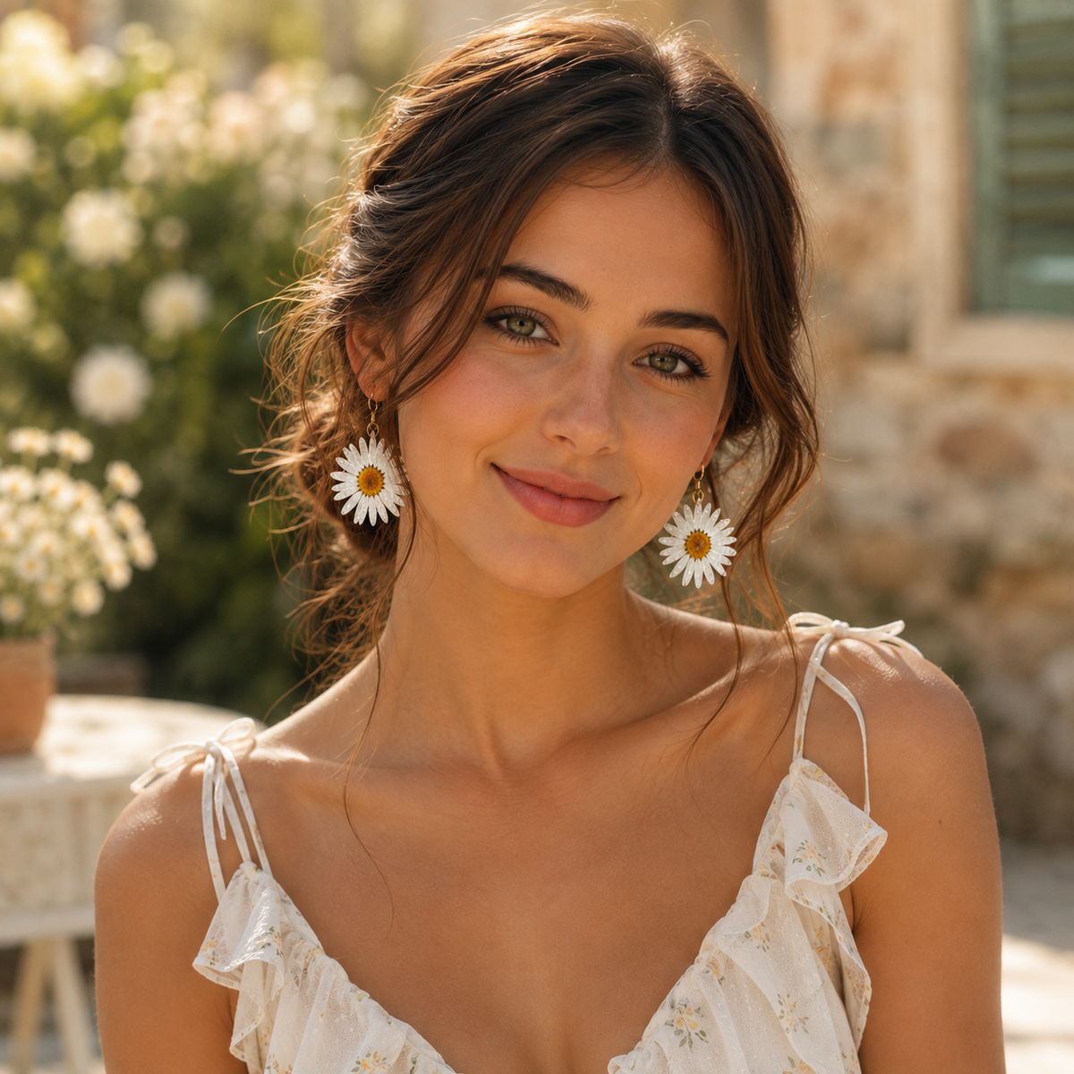 Real Daisy Statement Earrings, Real Flower Earrings, Pressed Flower Jewelry, Botanical Dangle Earrings, Floral Earrings, Nature Lover Gift