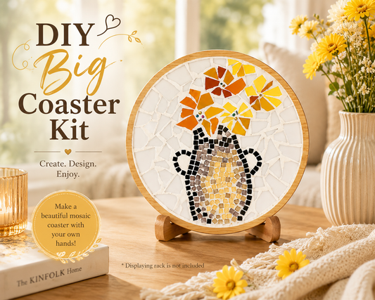 DIY Big Mosaic Coaster Kit, Flower Vase Mosaic Craft Kit, Beginner Mosaic Art Kit, Large Trivet DIY, Adult Craft Kit, Handmade Gift