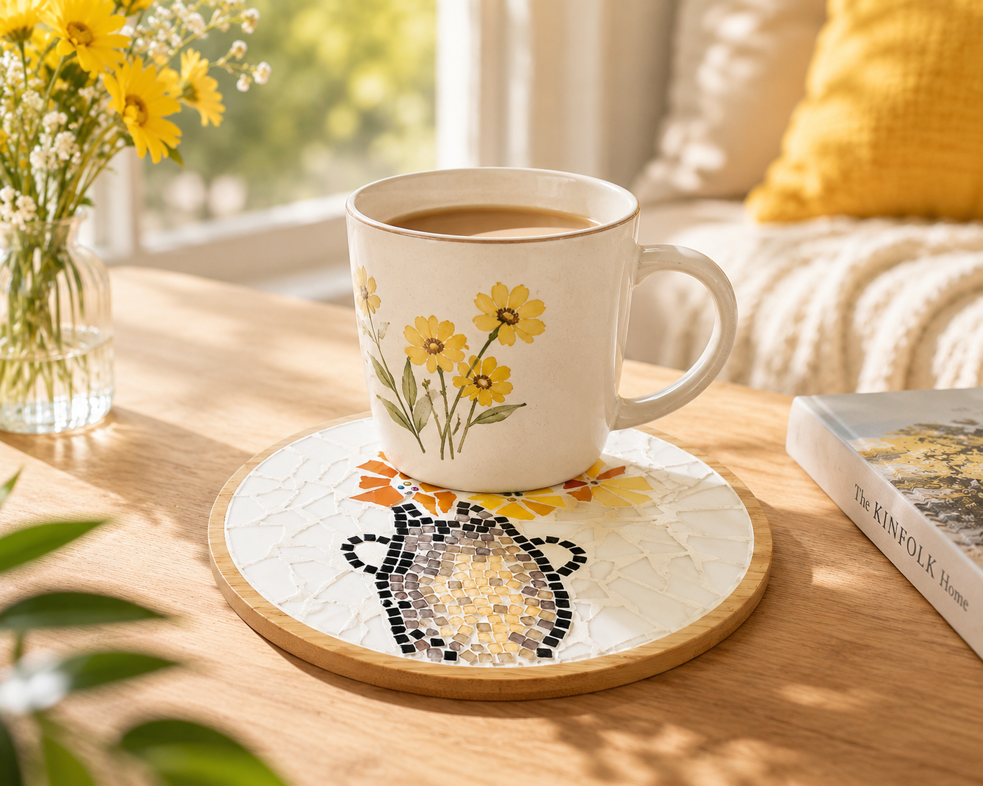 DIY Big Mosaic Coaster Kit, Flower Vase Mosaic Craft Kit, Beginner Mosaic Art Kit, Large Trivet DIY, Adult Craft Kit, Handmade Gift
