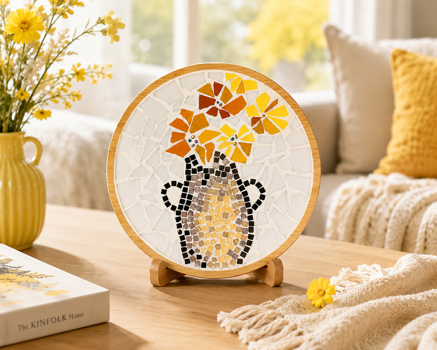 DIY Big Mosaic Coaster Kit, Flower Vase Mosaic Craft Kit, Beginner Mosaic Art Kit, Large Trivet DIY, Adult Craft Kit, Handmade Gift