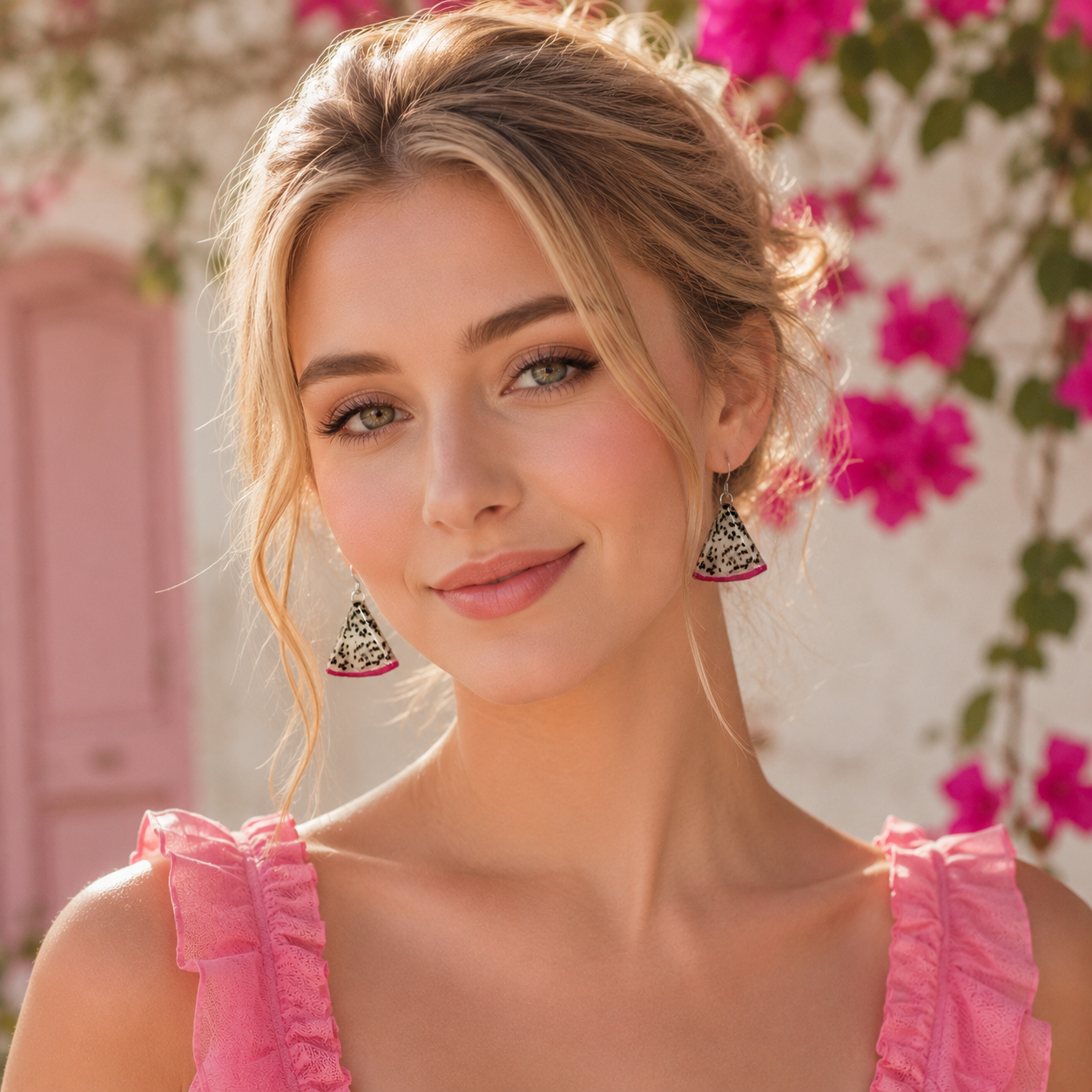 Real Dragon Fruit Earrings, Handmade Fruit Earrings, Hot Pink Statement Jewelry, Tropical Fruit Dangle Earrings, Unique Nature Gift