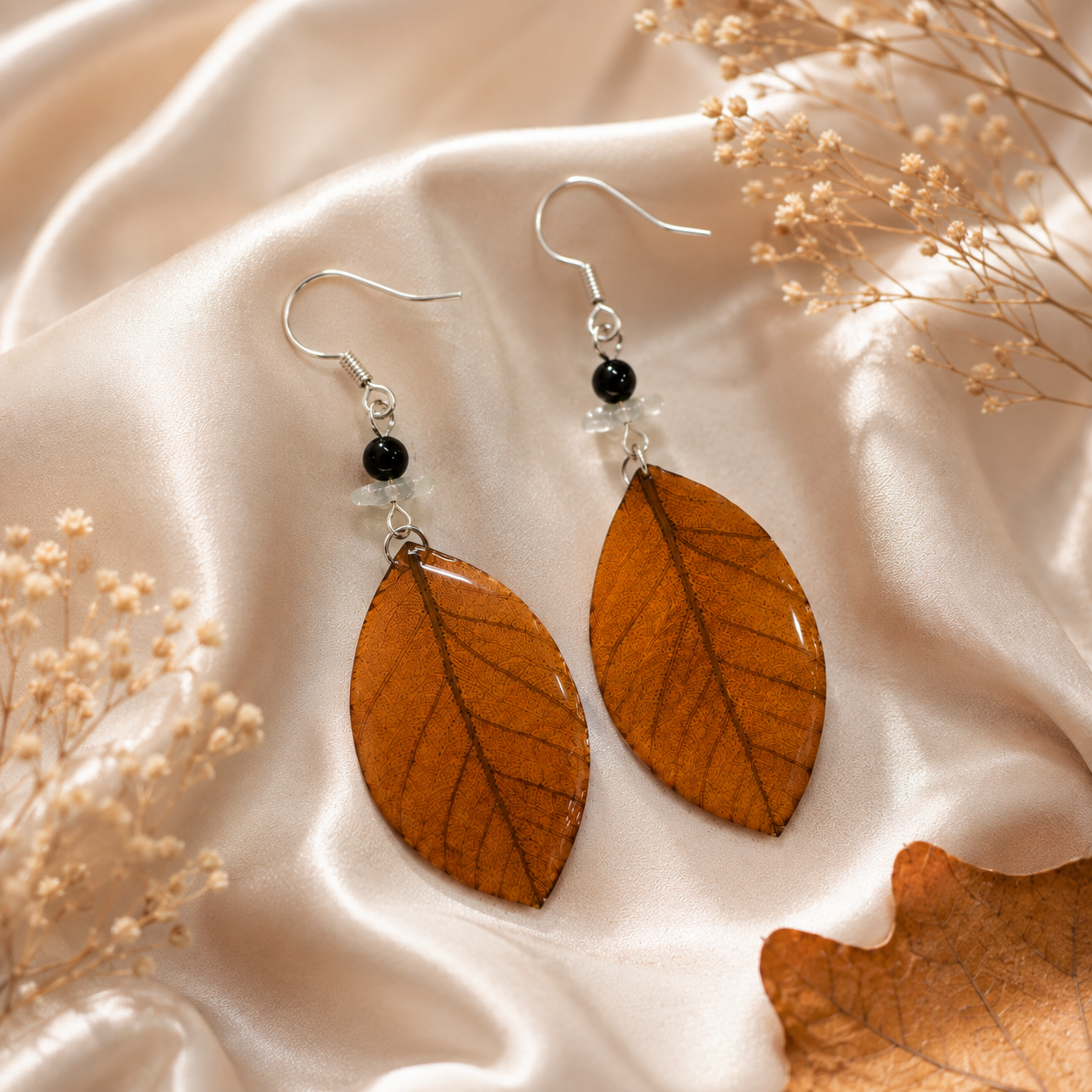 Real Fall Leaf Earrings, Preserved Autumn Leaf Earrings, Handmade Botanical Jewelry, Nature Inspired Dangle Earrings, Unique Fall Gift