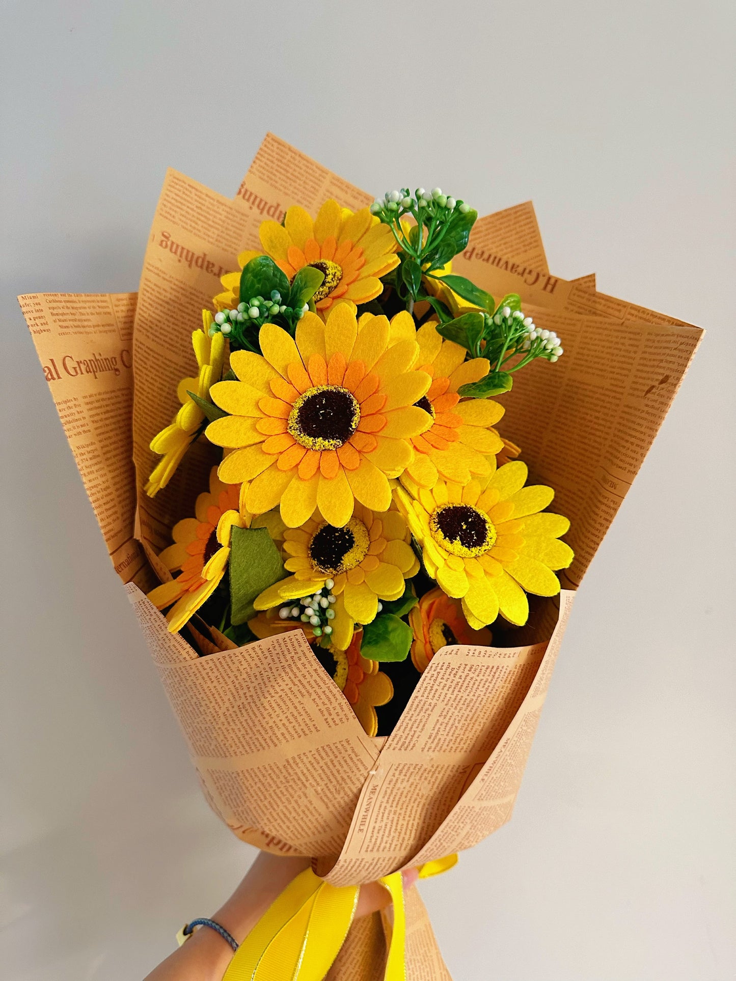Handmade felt flower bouquet - Large felt sunflowers bouquet