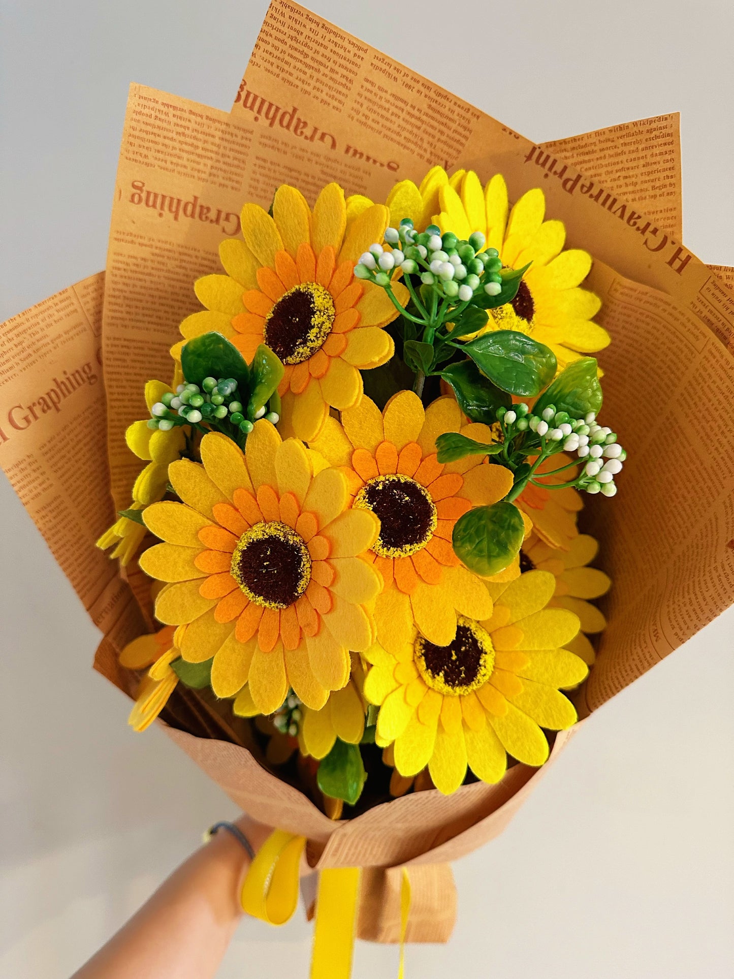 Handmade felt flower bouquet - Large felt sunflowers bouquet