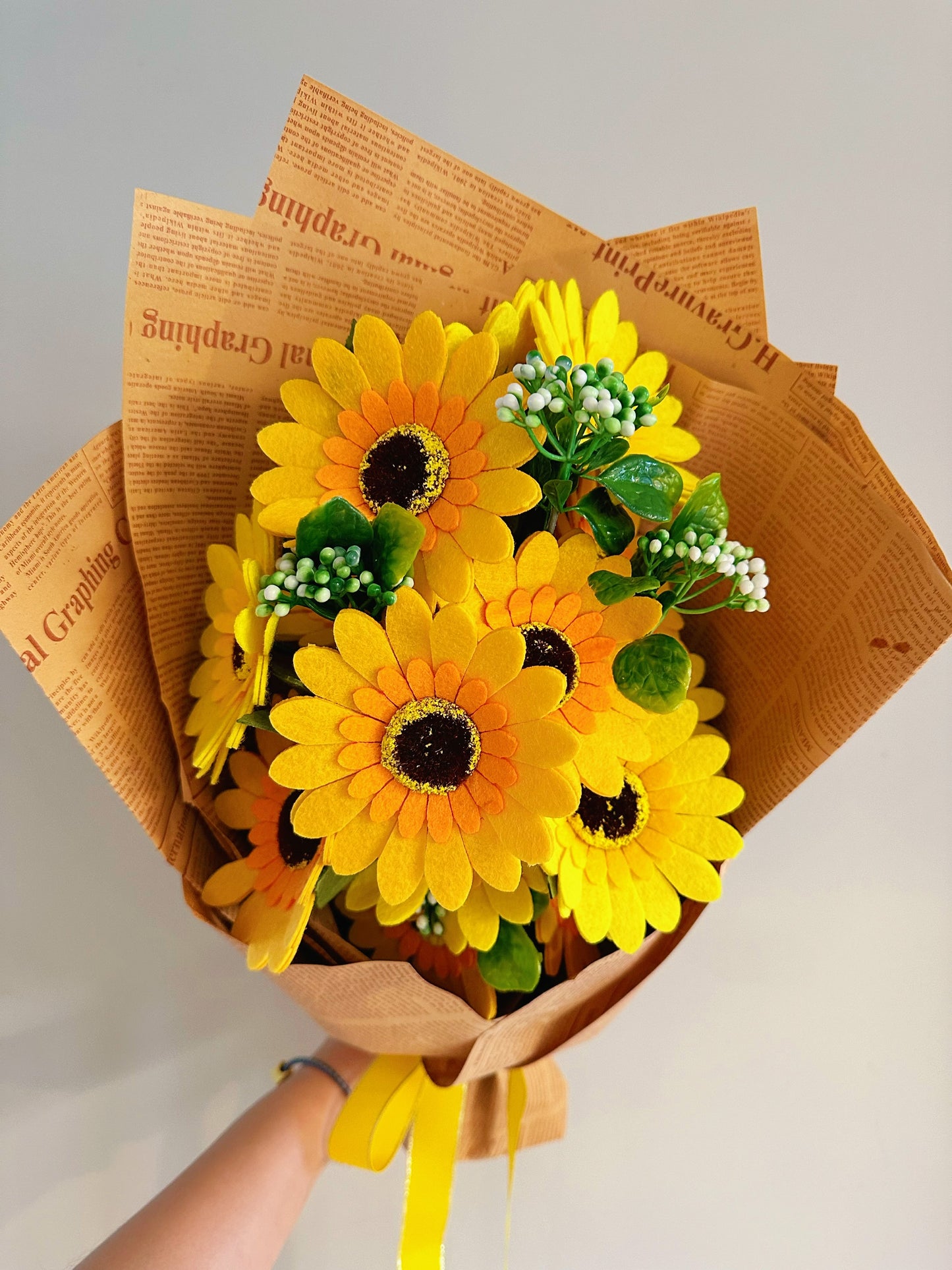 Handmade felt flower bouquet - Large felt sunflowers bouquet