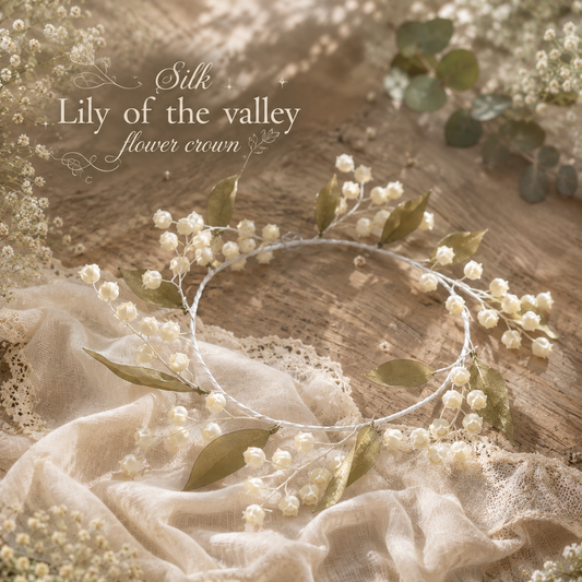 Silk Lily of the Valley Flower Crown, Bridal Floral Crown, White Wedding Halo Headpiece, Fairy Woodland Head Wreath, Bride Hair Accessory
