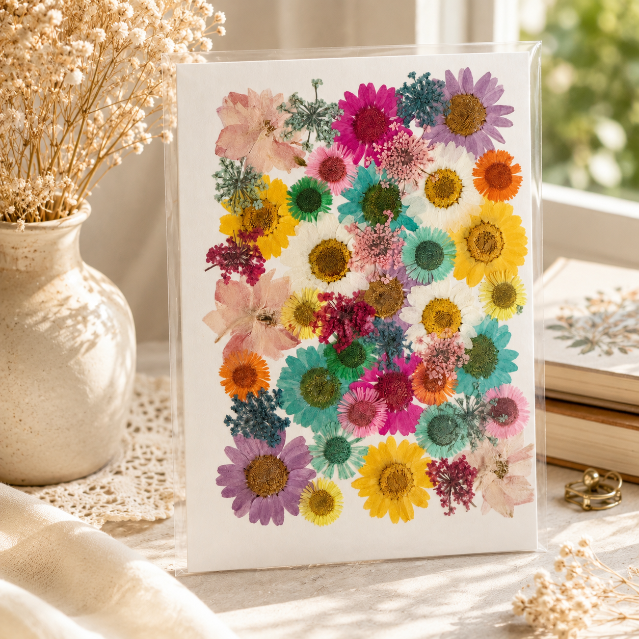 Pressed Pastel Daisy Flowers | Real Dried Daisy Flower Pack | Mixed Color Pressed Flowers for Resin, Nail Art, Crafts & Scrapbooking