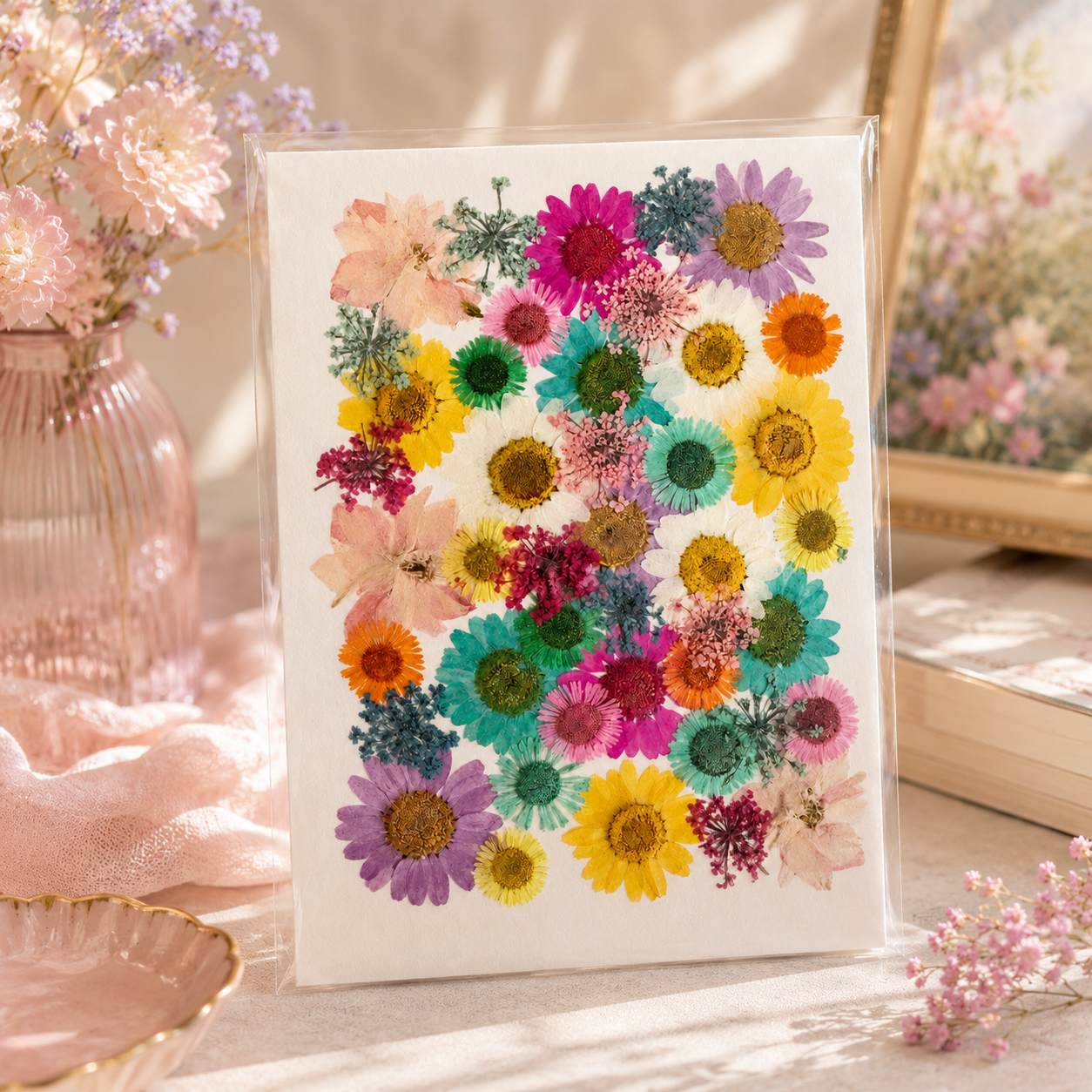 Pressed Pastel Daisy Flowers | Real Dried Daisy Flower Pack | Mixed Color Pressed Flowers for Resin, Nail Art, Crafts & Scrapbooking