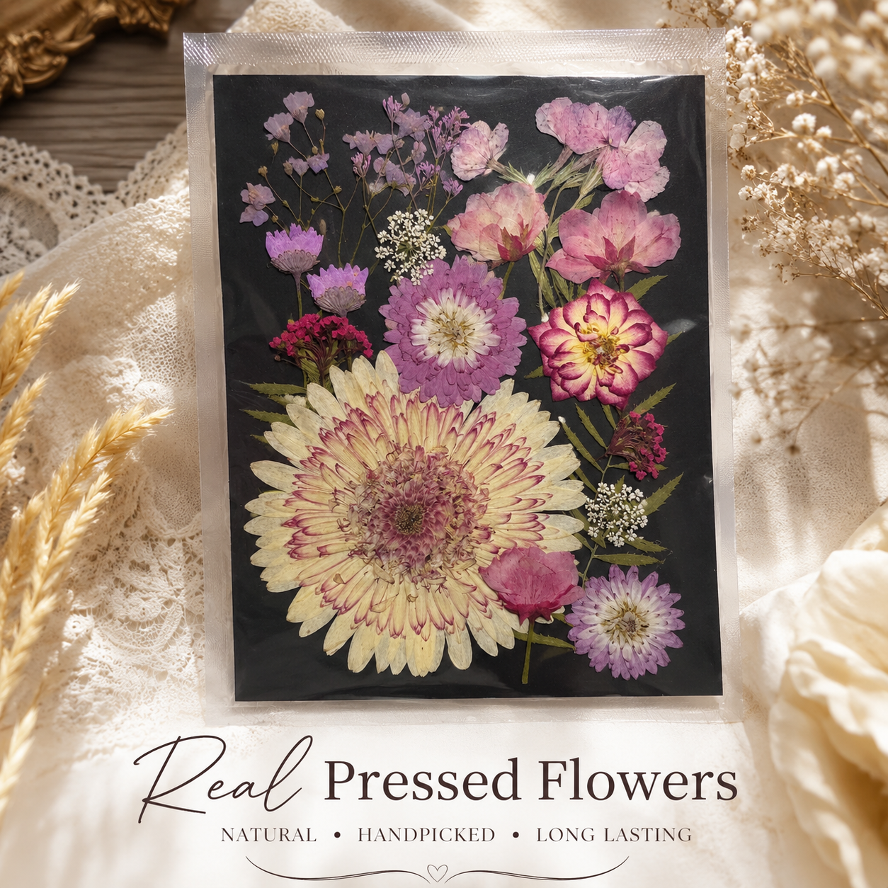 Pink & Purple Pressed Flower Pack | Real Dried Flowers for Resin, Scrapbooking, Card Making, Jewelry, Phone Cases