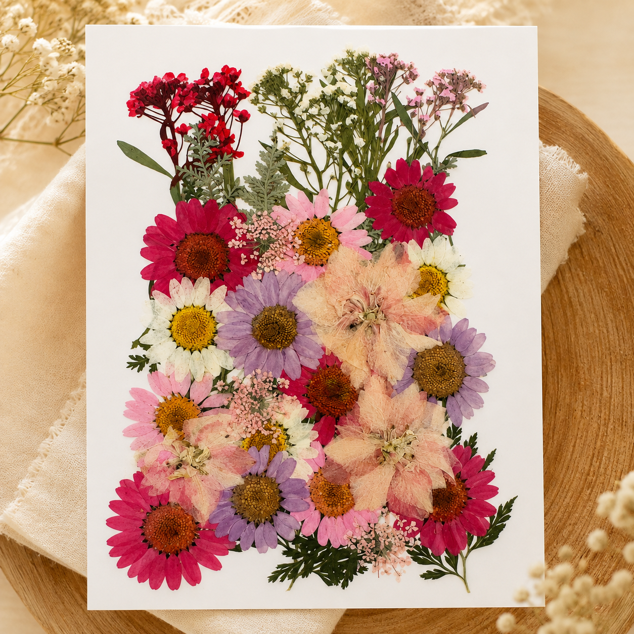 Real Pressed Flower Pack for Crafts | Pink & Purple Dried Flowers | Resin Art Supplies | Scrapbooking | Card Making | DIY Floral Decor