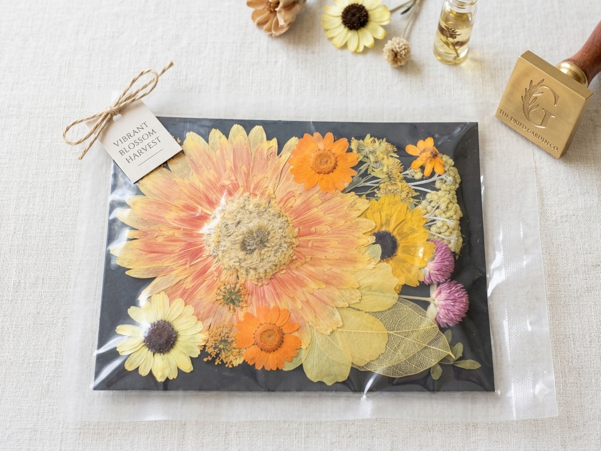 Real Pressed Orange Gerbera Daisy Flower Set | Mixed Dried Flowers for Resin Art, Scrapbooking, Candle Making, Phone Case DIY