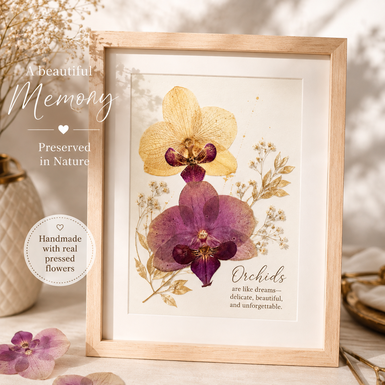 Real Pressed Orchid Flowers for Crafts | Natural Dried Orchid Blossoms | Botanical Art | Resin Jewelry | Scrapbooking | Card Making | DIY Floral Decor