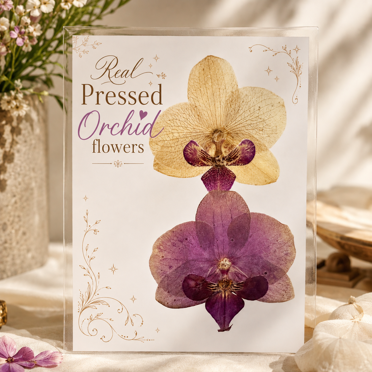 Real Pressed Orchid Flowers for Crafts | Natural Dried Orchid Blossoms | Botanical Art | Resin Jewelry | Scrapbooking | Card Making | DIY Floral Decor