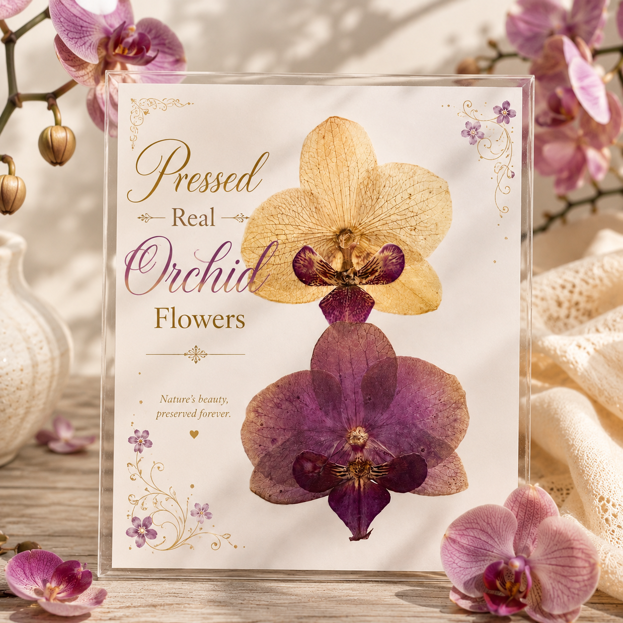Real Pressed Orchid Flowers for Crafts | Natural Dried Orchid Blossoms | Botanical Art | Resin Jewelry | Scrapbooking | Card Making | DIY Floral Decor