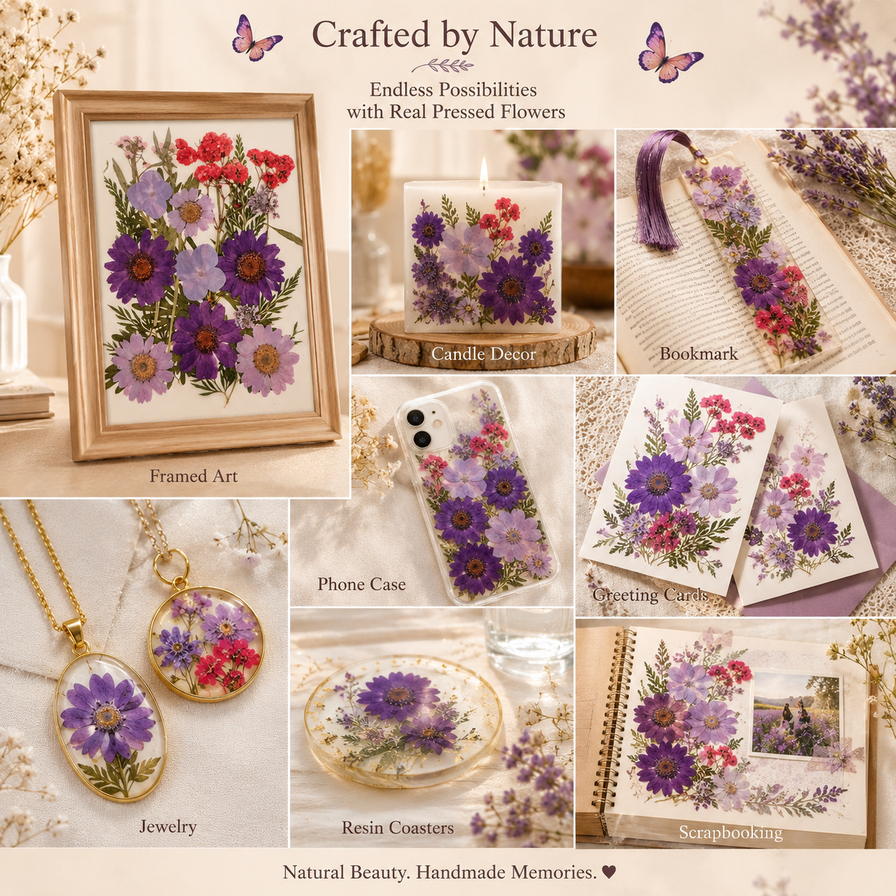 Real Pressed Purple Flower Mix for Crafts | Dried Botanical Flowers | DIY Resin, Bookmark, Scrapbook, Card Making, Phone Case supply