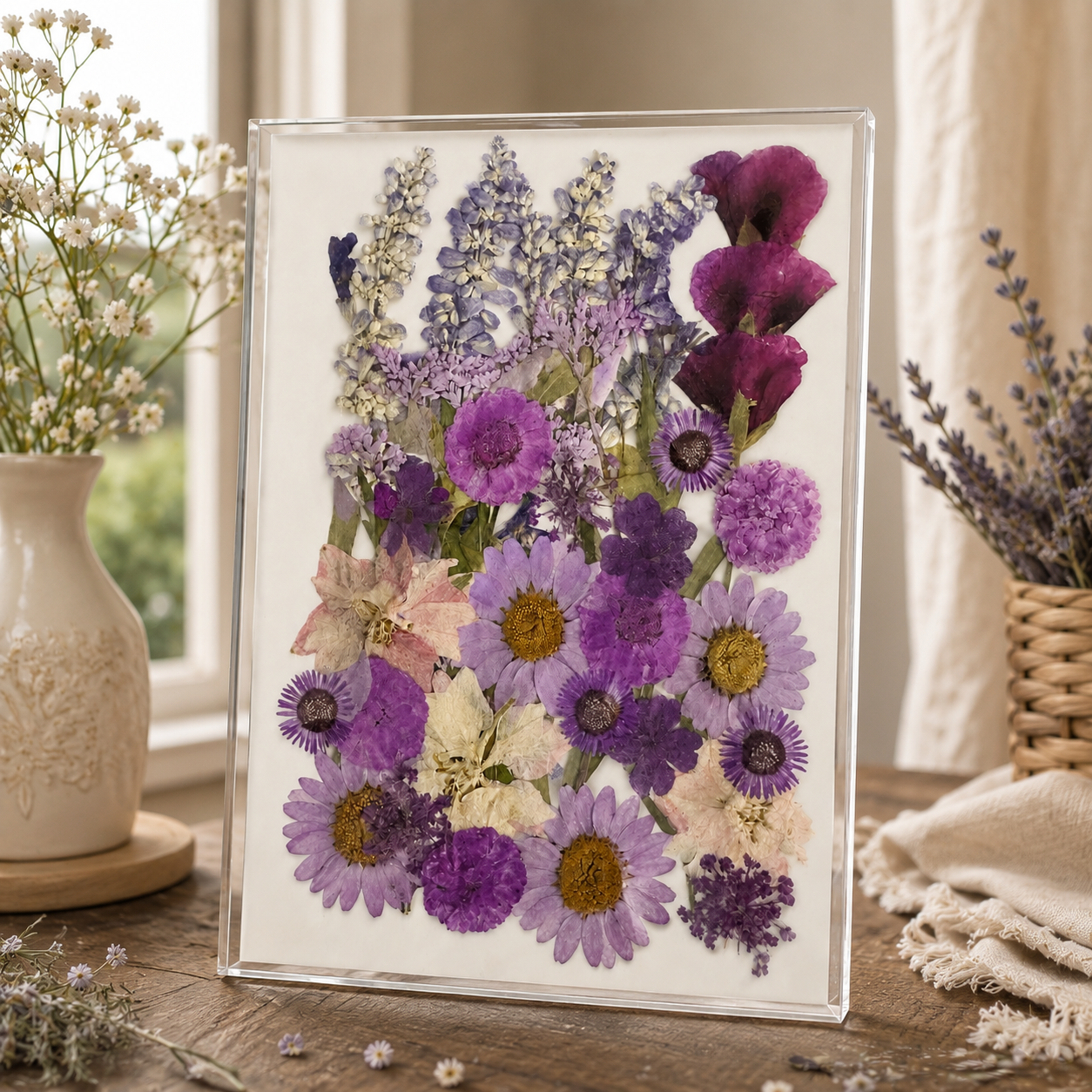 Purple Pressed Flowers Pack | Real Dried Flowers for Resin Art, Card Making, Scrapbooking, DIY Crafts, Jewelry Making, Botanical Decor