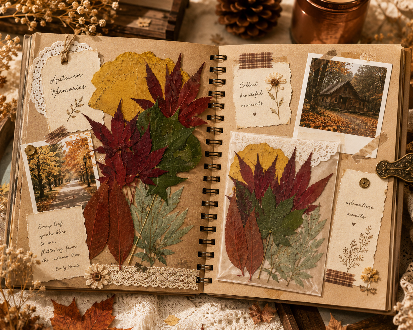 Real Pressed Autumn Leaves Pack | Natural Dried Maple & Fall Leaves for Resin, Scrapbooking, Card Making, Journaling, DIY Crafts