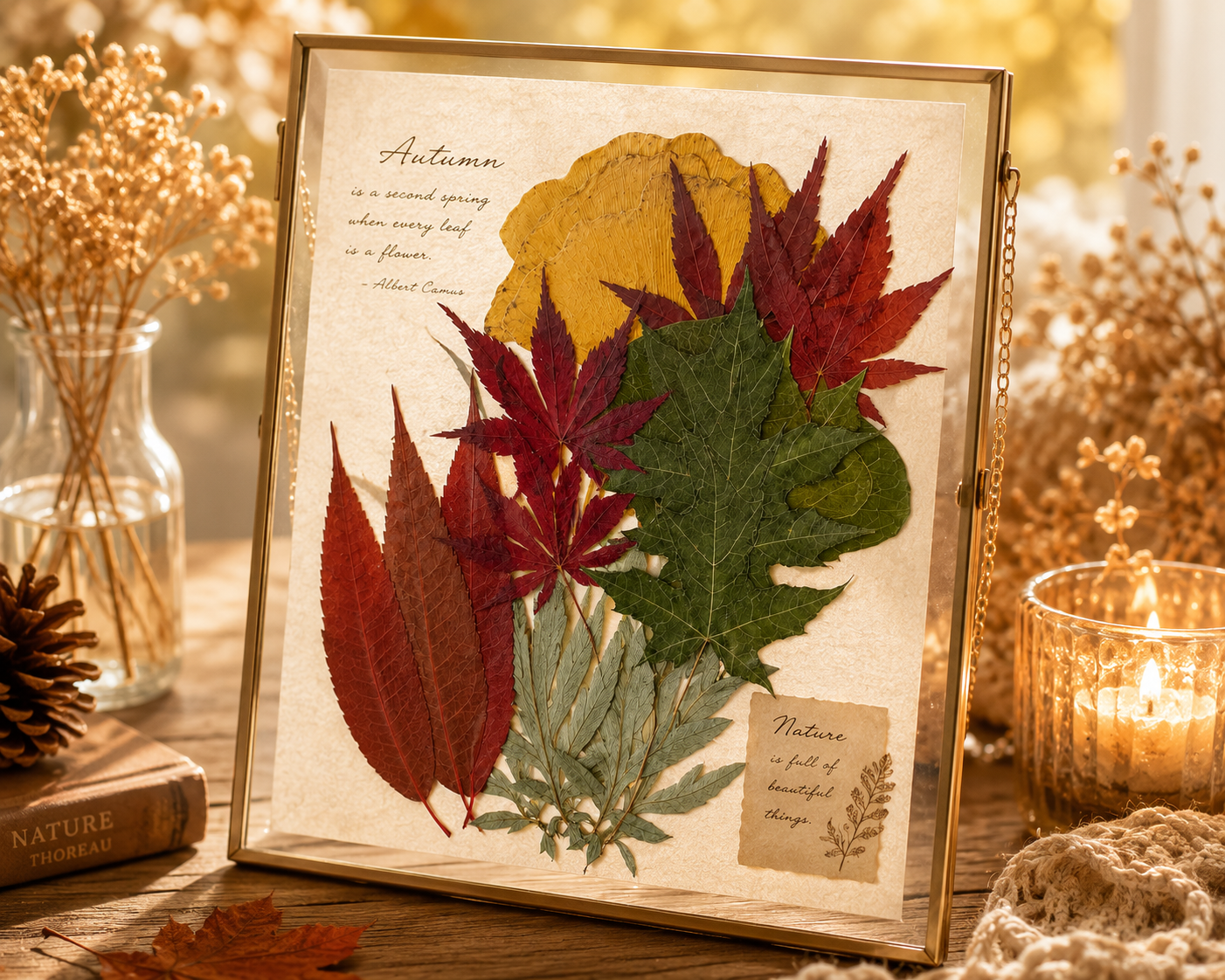 Real Pressed Autumn Leaves Pack | Natural Dried Maple & Fall Leaves for Resin, Scrapbooking, Card Making, Journaling, DIY Crafts