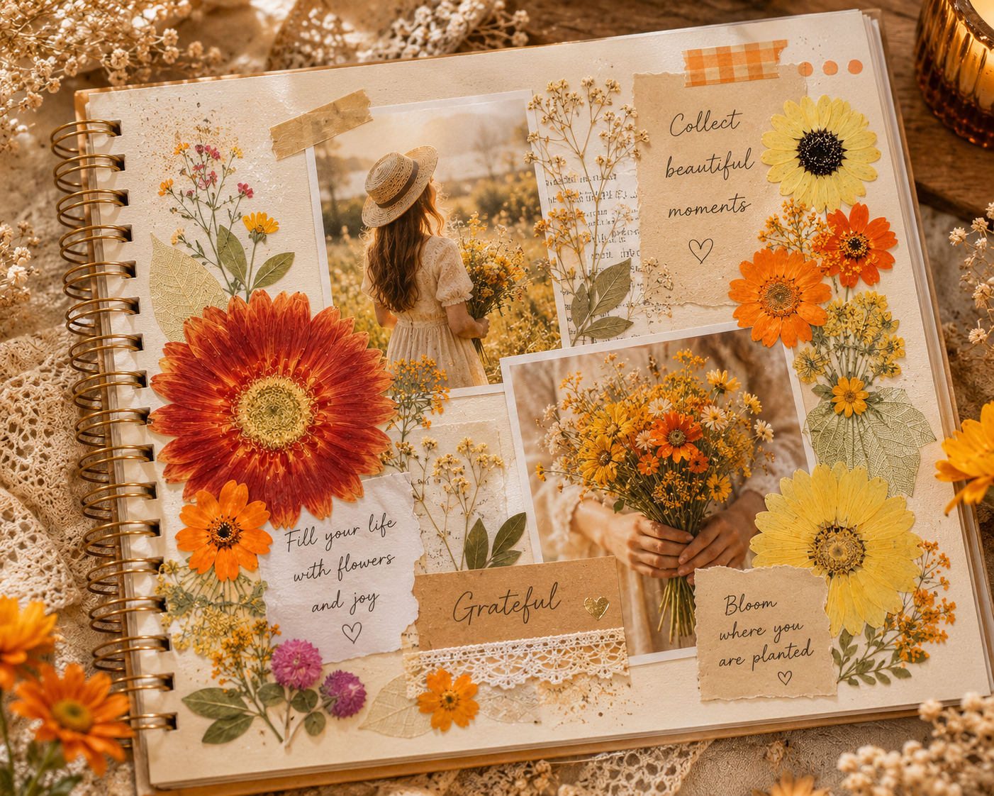 Warm Autumn Pressed Flower Pack | Real Dried Flowers for Resin Art, Scrapbooking, Candle Making, Jewelry Making, Phone Cases